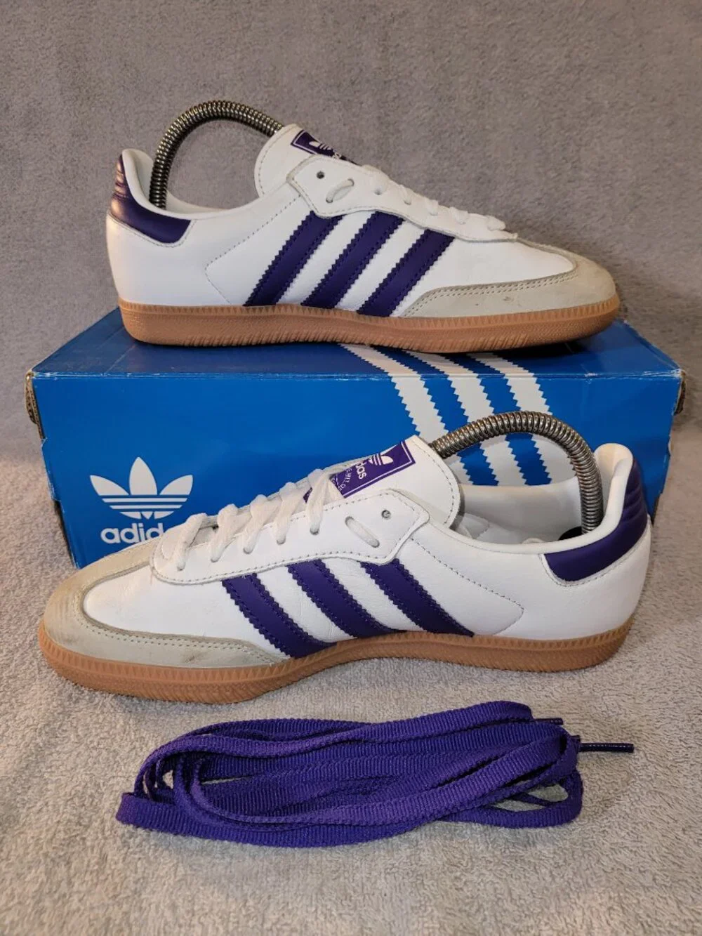 Adidas Samba OG Women's Size 8 White Purple Tan Gum Sneakers IF6514 (#1754)